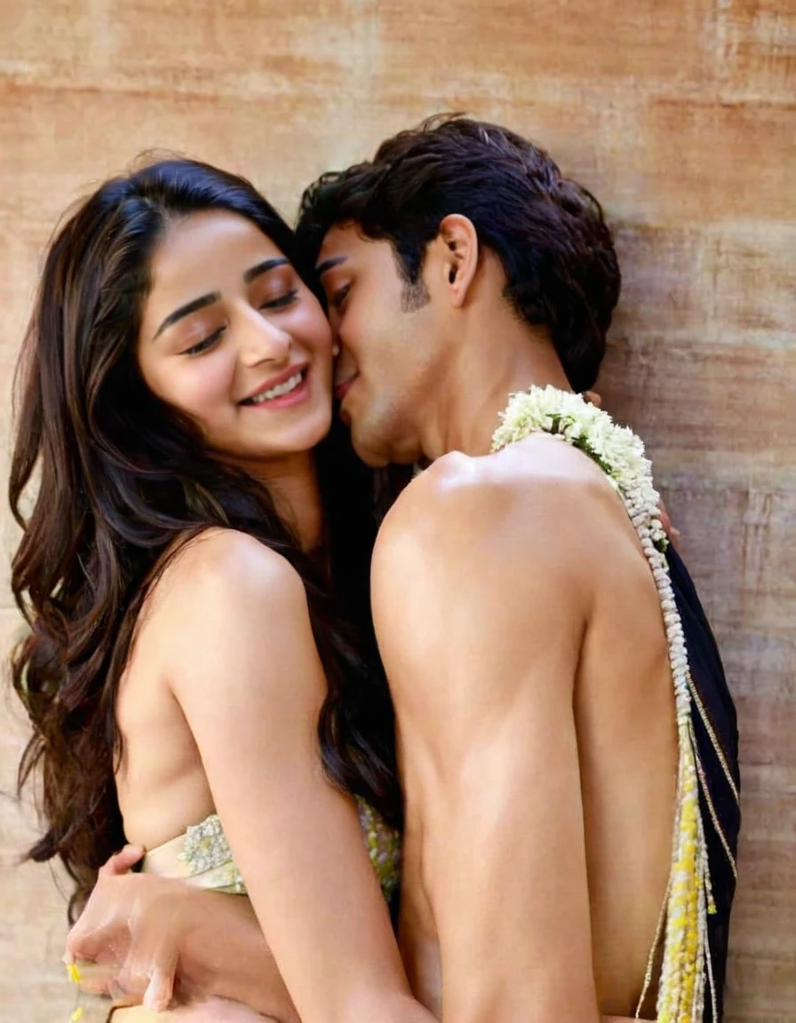 Naked hot Ananya pandey kissing a