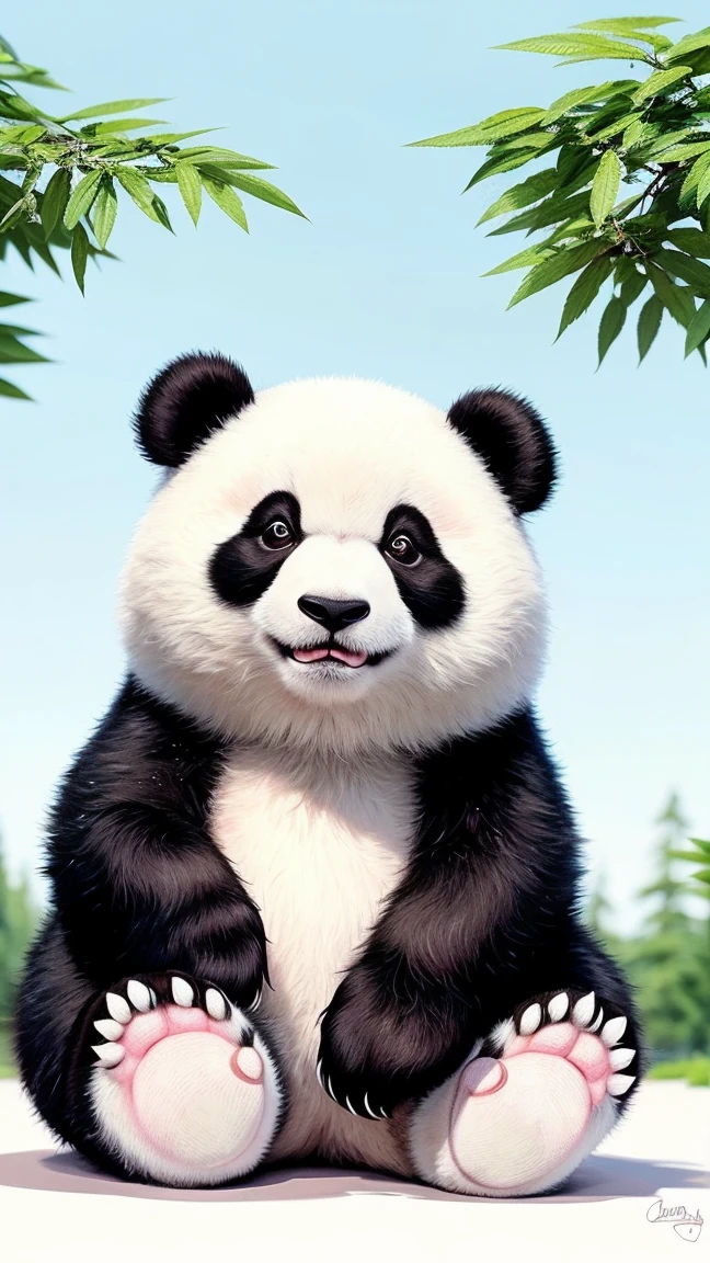 panda bear sitting on the ground looking sleepy, cute panda, adorable digital painting, cute detailed digital art, panda, cute digital art, panda panda panda, a cute giant panda, cute detailed artwork, cute animal, cute forest creature, cute illustration, a beautiful artwork illustration, “portrait of a cartoon animal, digital painting, white background
