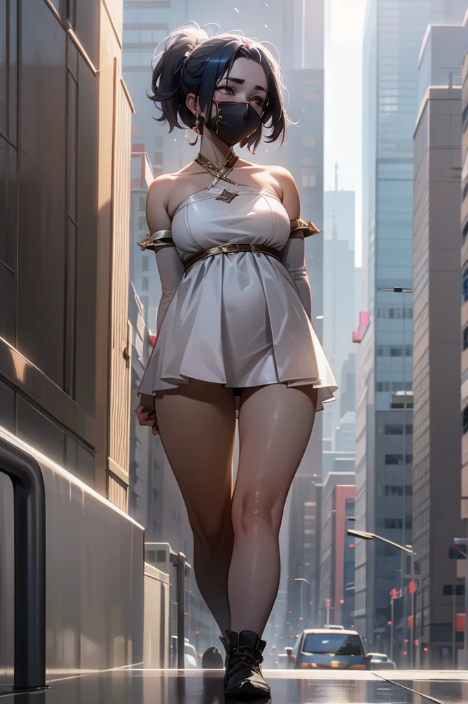 girl in the city, in revealing clothes