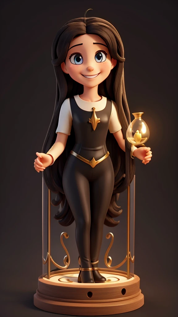 Jesus smiling with an hourglass, black background