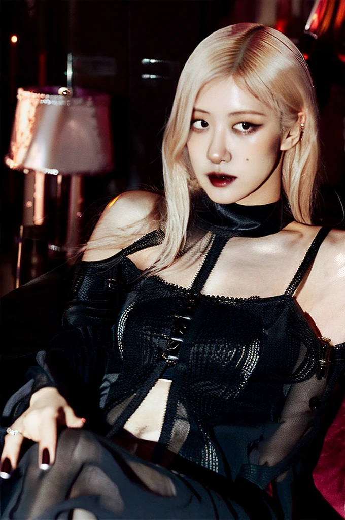 Vampire girl, cool, blonde hair , dark vibe