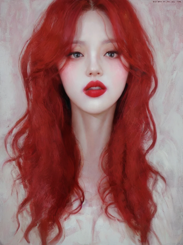((Red hair)),Sgt,Quite, facade, 1 girl, Bblack hair, long hair, lips, cloused mouth,