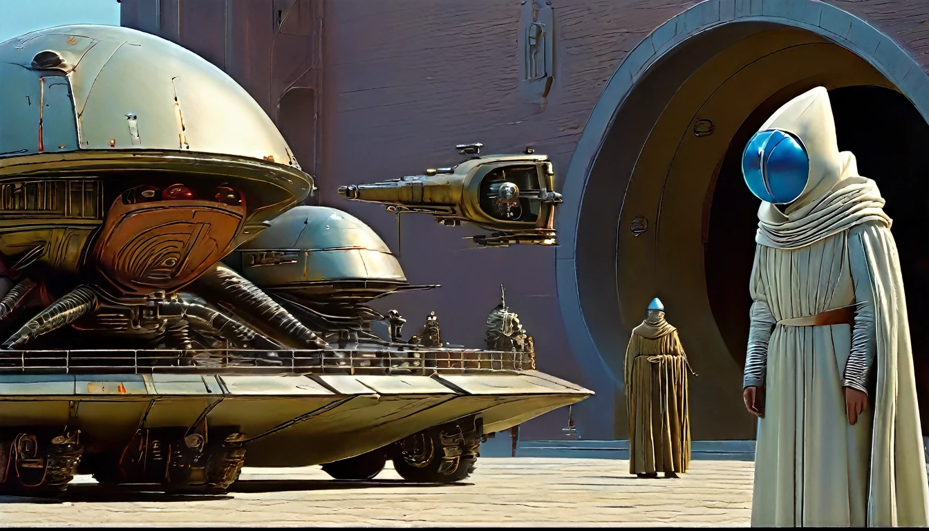 In portrait, characters inspired by the Start Wars universe by Ralph McQuarrie and Dan McPharlin, Wayne Barlowe in a Middle Ages setting, such as peoples interacting with robots, exotic alien beings, inspired by Hieronymus Bosch and Shaun Tan. Directed by George Lucas. ultra detailed, complex, sharp focus, object texture, studio photo, intricate details, highly detailed, Real Photo style, hyper-realistic, high dynamic range, rich colors, realistic textures, 8K uhd, high color depth, Nikon D 850, Kodak 400 port, fujifilm XT, (cinematic film:3.1)