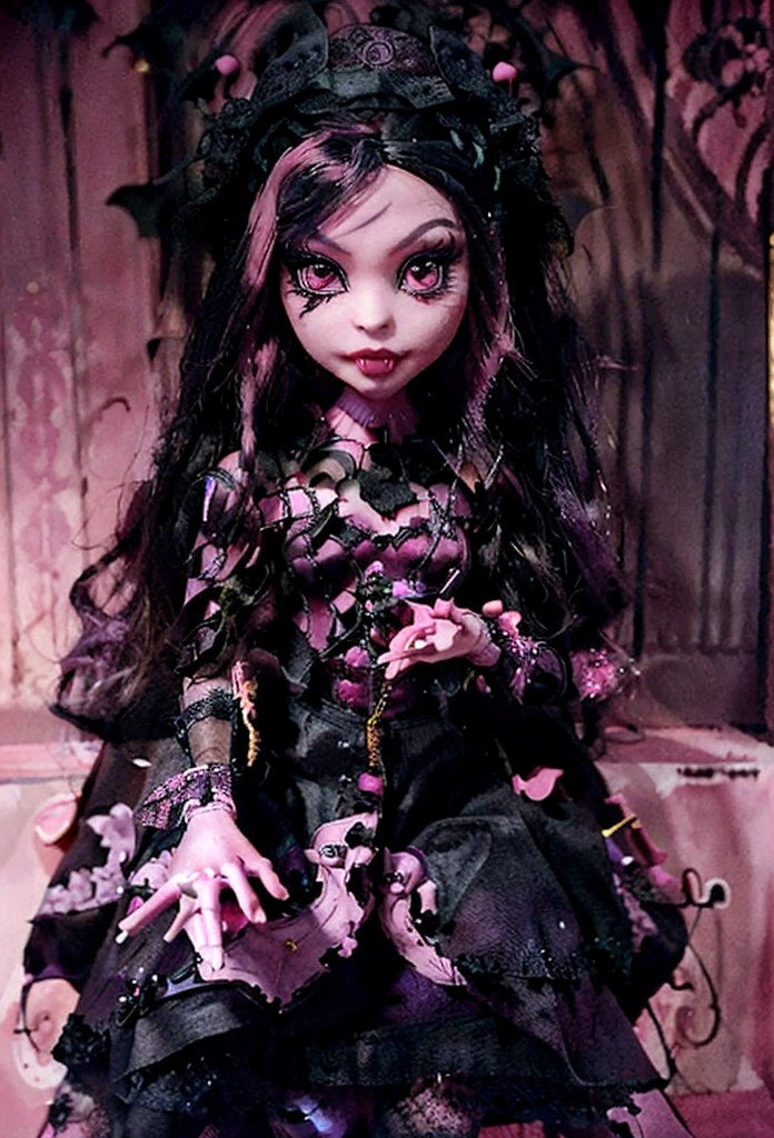 in the library, a half-zombie who wears glasses and a green tiara, has pink lips, hair is long and blue. Your eyes are an intense blue. Your skin has a characteristic pale tone, zombie nature. wears torn white and red clothes and red knee-high boots