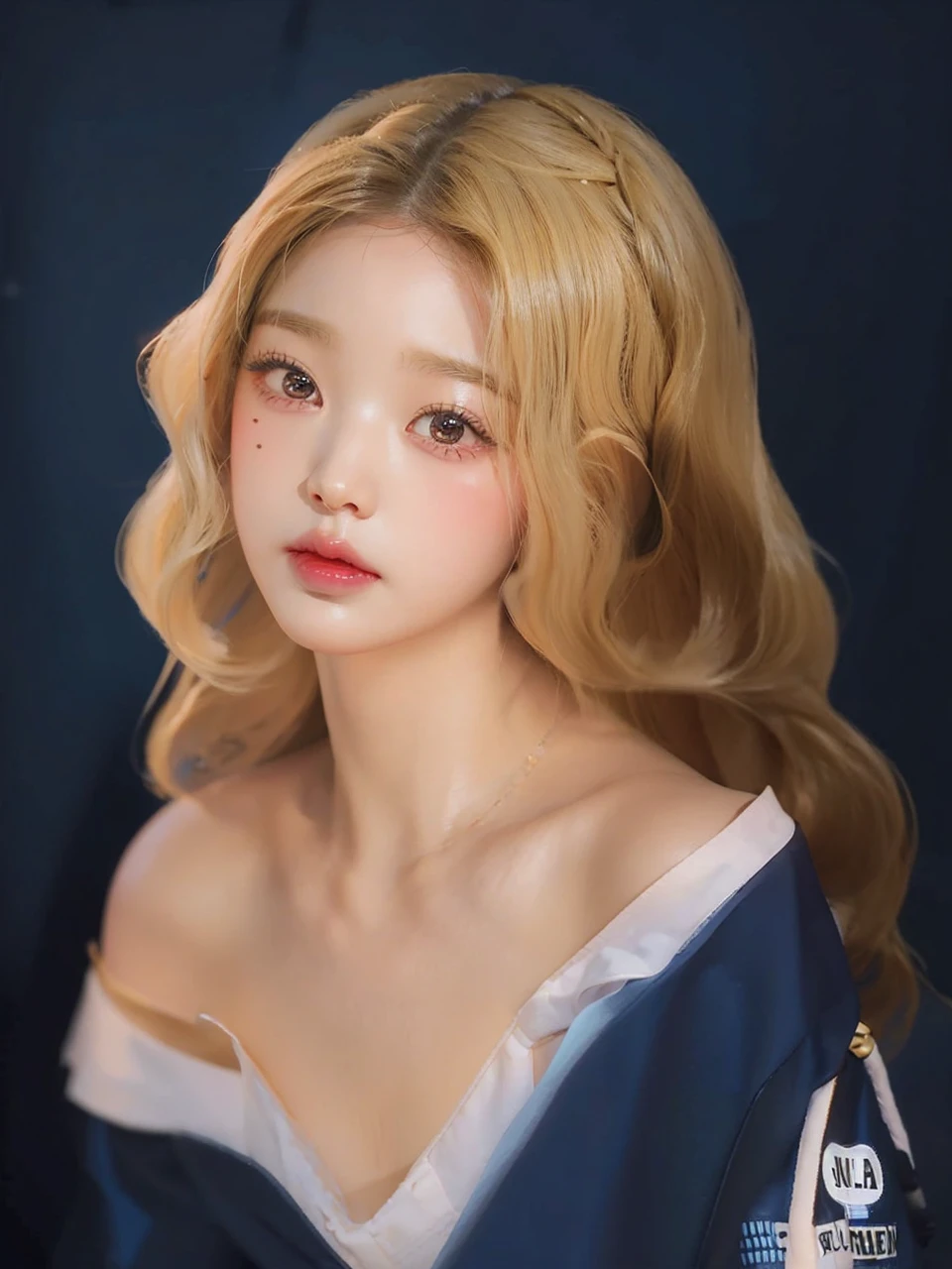 Jang Wonyoung, Wonyoung, doll, full lips, court lady, blonde, Blonde, long hair.