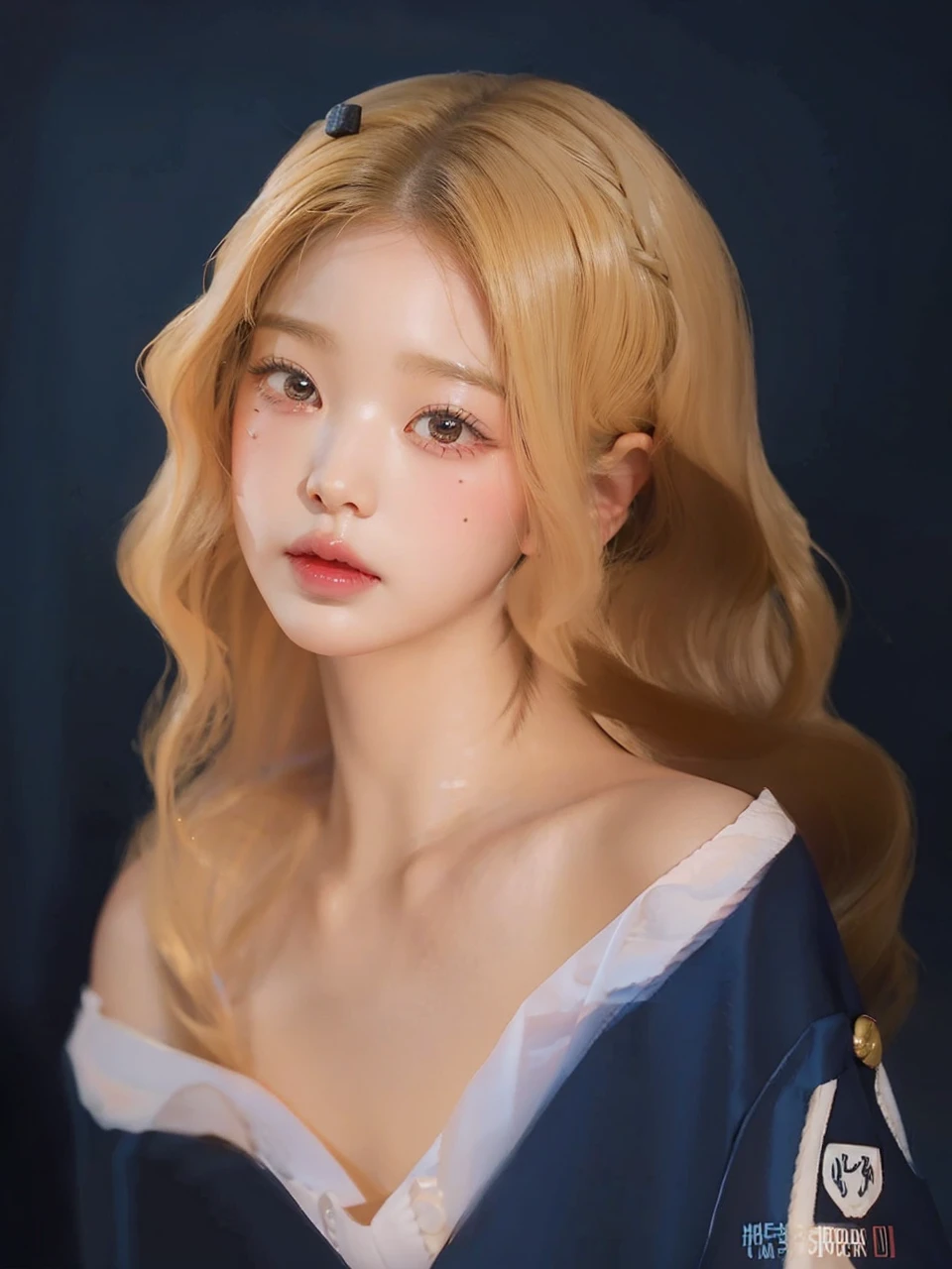 Jang Wonyoung, Wonyoung, doll, full lips, court lady, blonde, Blonde, long hair.