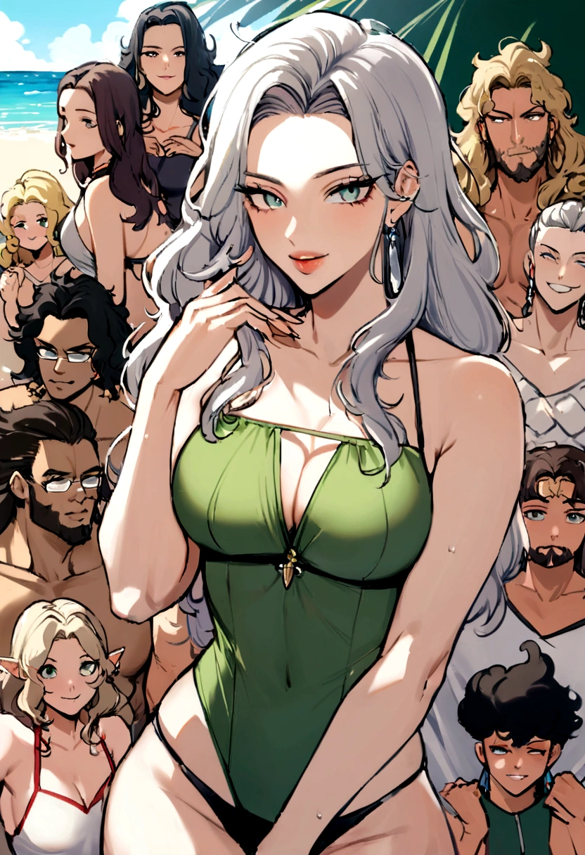 (réaliste)A woman avec de longs cheveux bruns bouclés and a green T-shirt, , Ses cheveux sont bruns bouclés, avec de longs cheveux bruns bouclés, Perfect girl aux cheveux bruns bouclés , Déesse châtaigne frisée, long cheveux bruns bouclés, aux cheveux bruns bouclés, Brun bouclé,  Beauté incroyable, cheveux bruns bouclés, brun bouclé, avec de longs cheveux bruns bouclés, cara sexy,corps entier a la plage 
