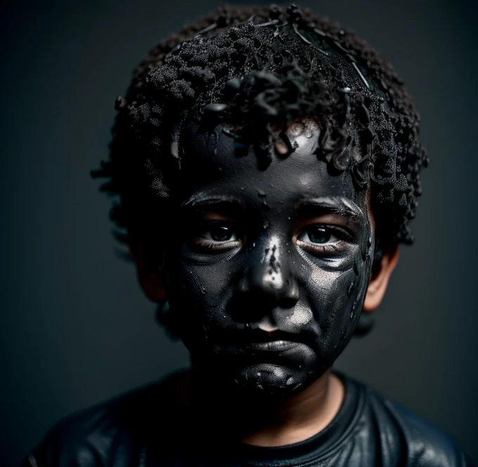 Boy covered in soot after being caught in explosion during filming of comedy movie