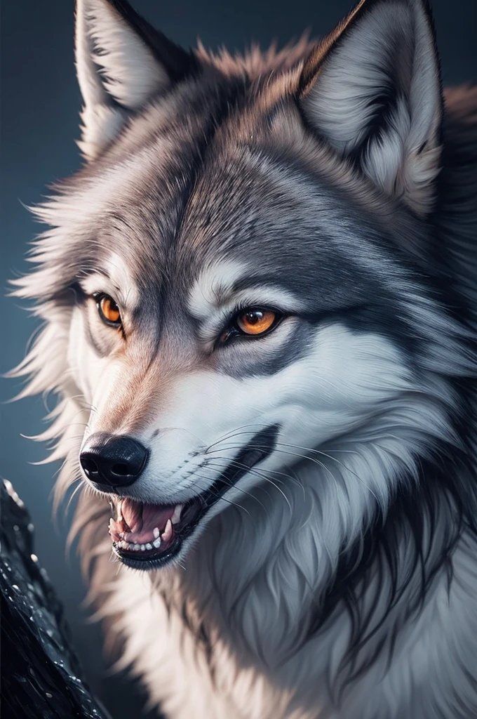 Very detailed wolf images, professional oil painting, deep, dramatic, mythological