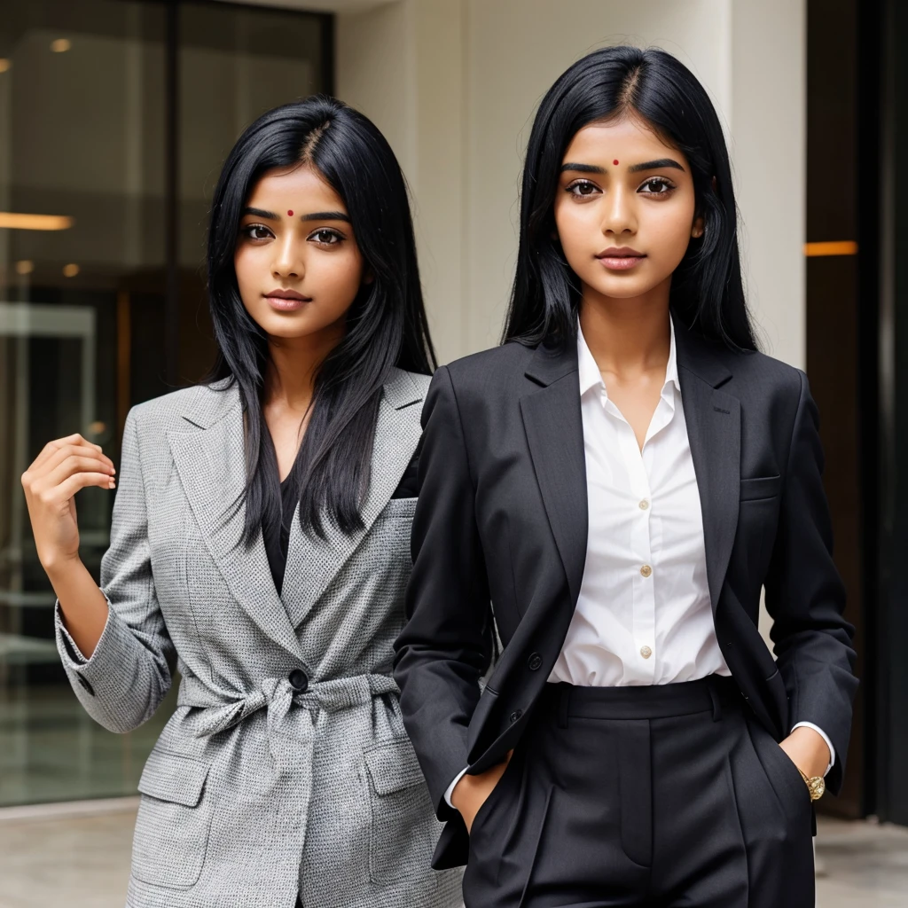 A indian girl with suit with black hair