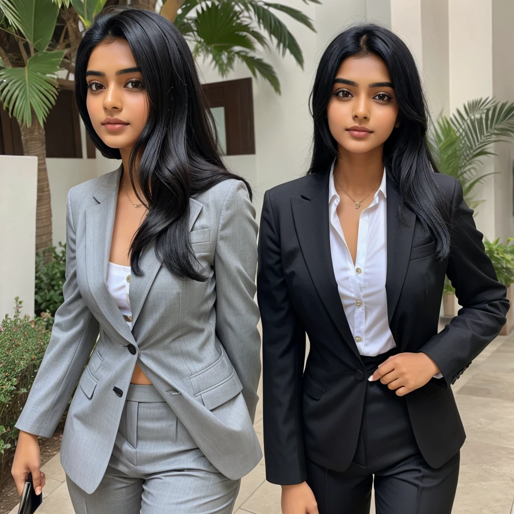 A indian girl with suit with black hair 