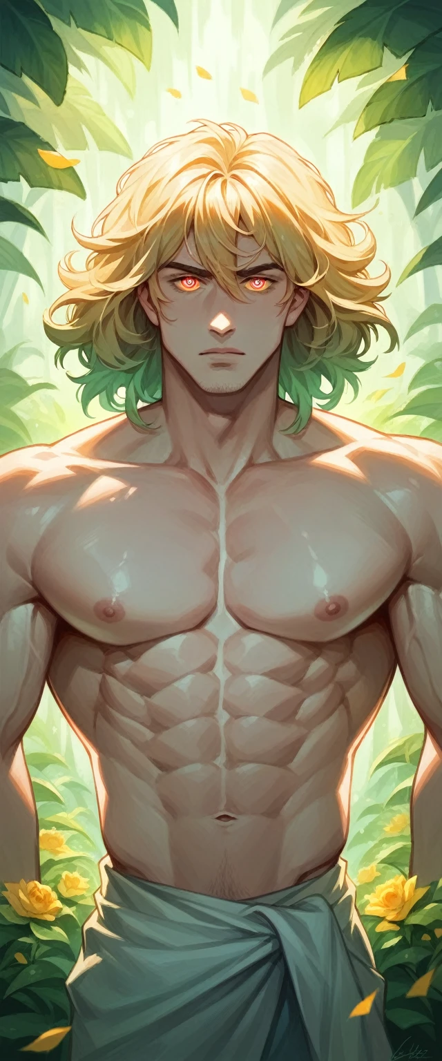 A sensual man, muscular body, chiseled facial features, intense gaze, perfect skin, mesmerizing eyes, lush lips, elegant pose, natural lighting, cinematic composition, dramatic shadows, high contrast, striking colors, sophisticated aesthetic, oil painting, hyperrealistic, award-winning digital art