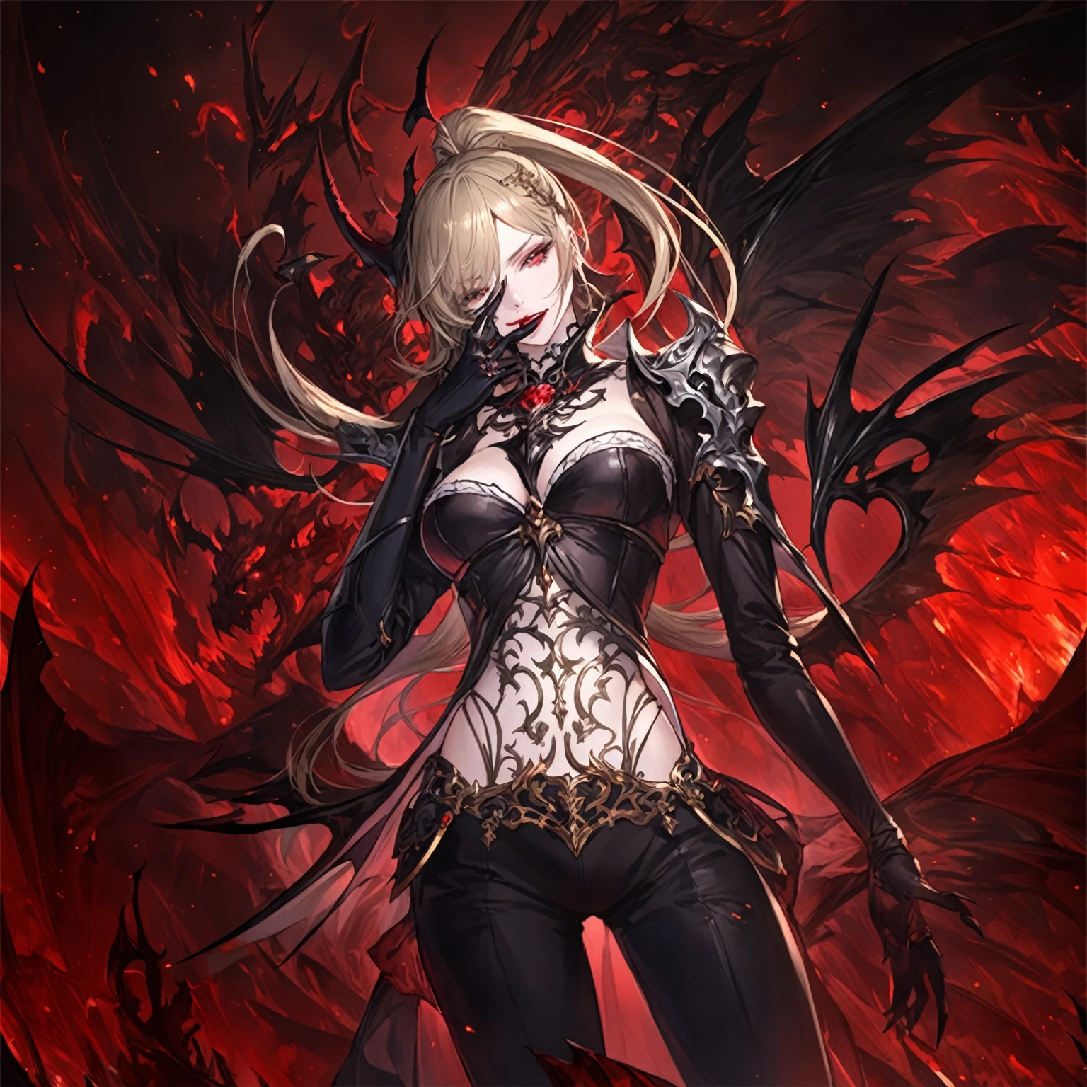 masterpiece, best quality, good quality, Fantasy aesthetics, Highly detailed, shadowverse style, female, demonic