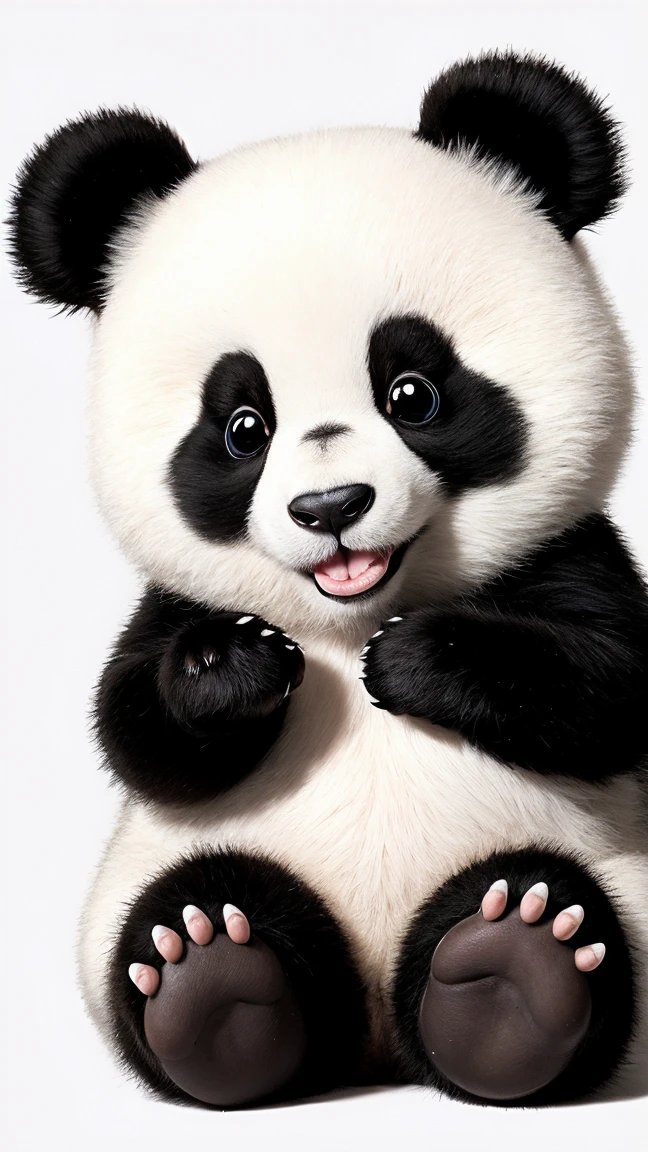 cute panda, white background, childrens book drawing