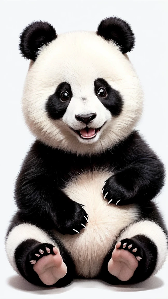 cute panda, white background, childrens book drawing