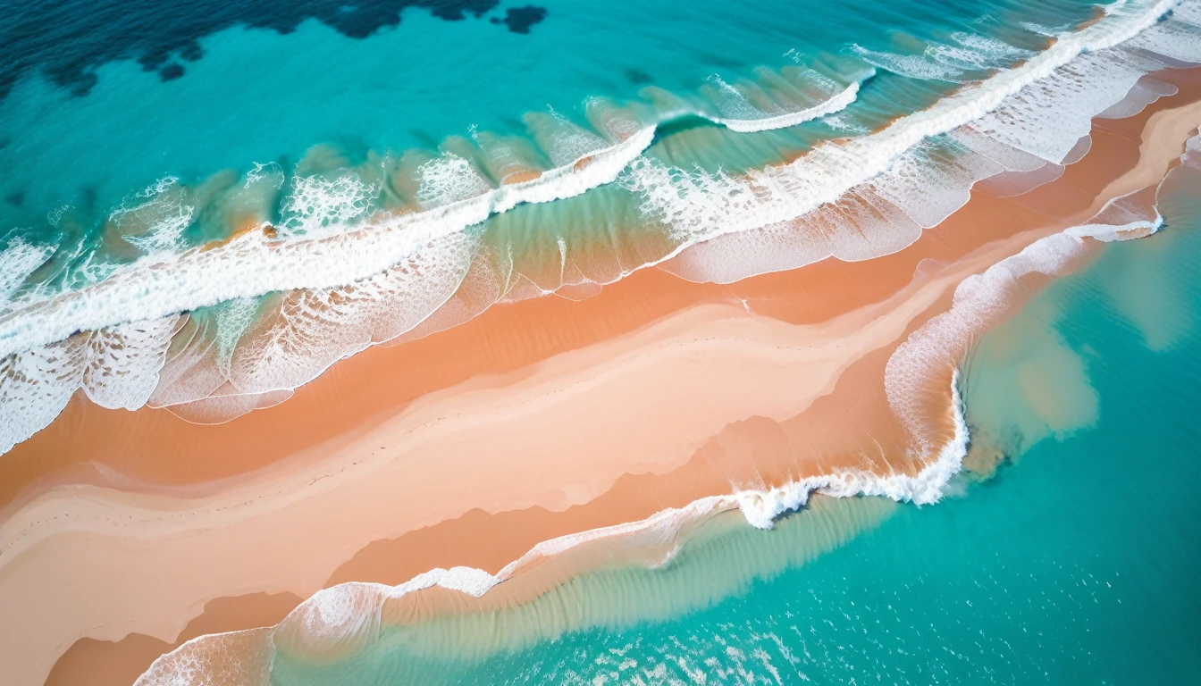 aerial view of a colored beach