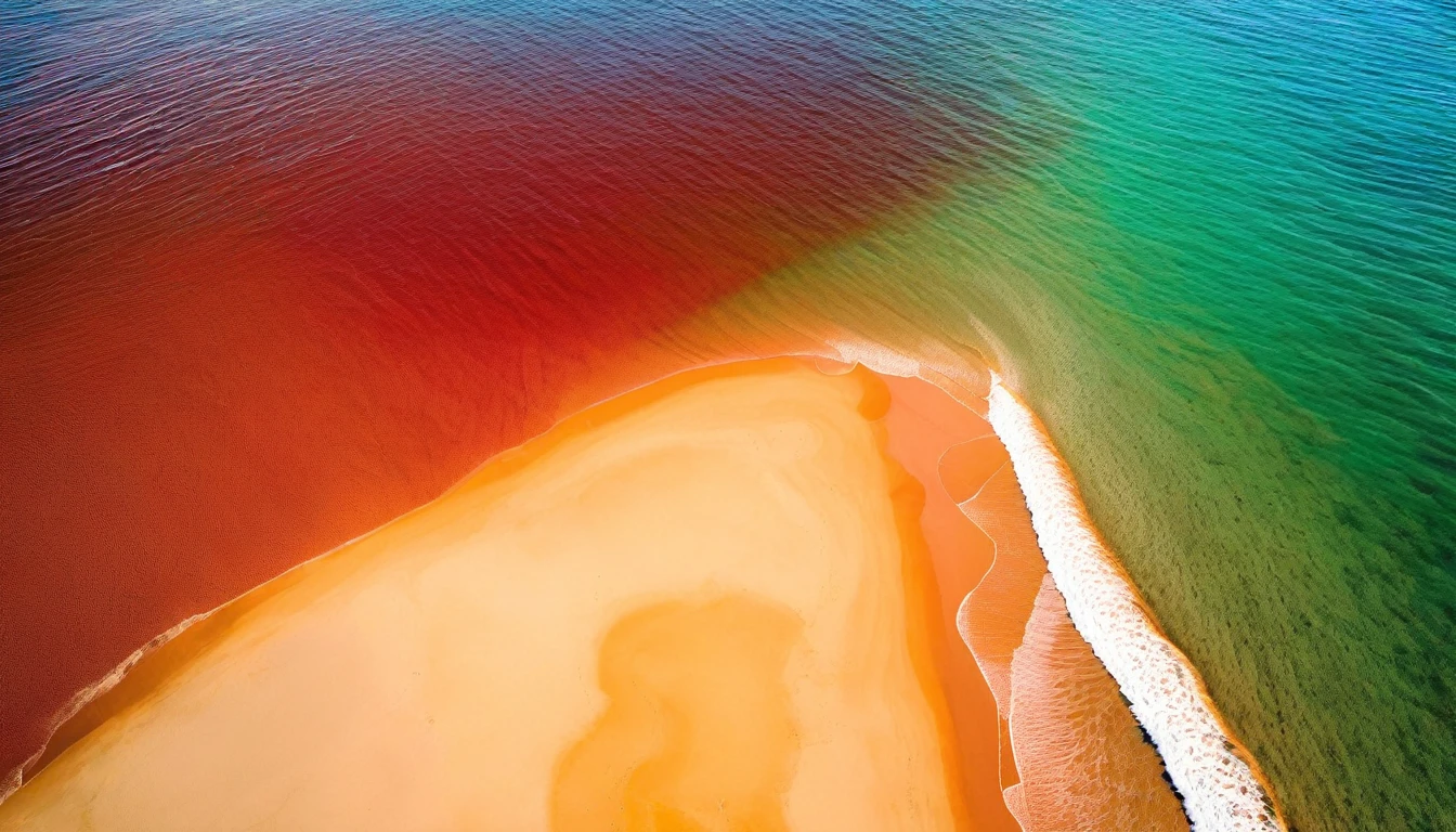 aerial view of a colored beach