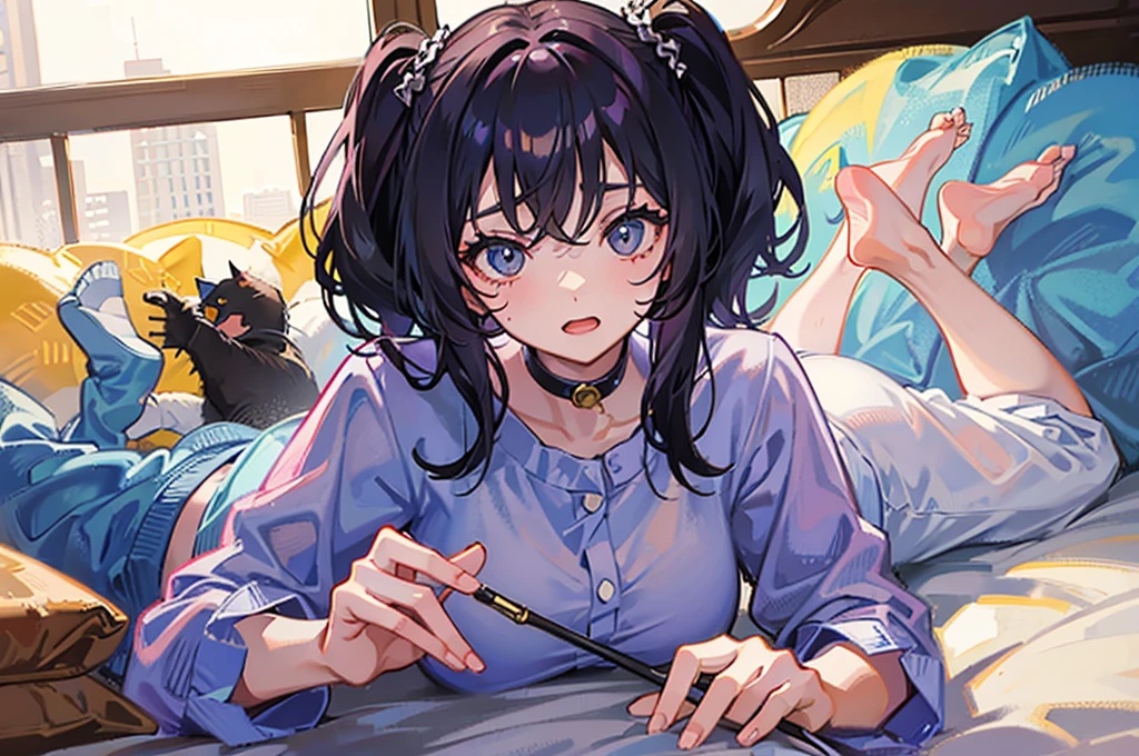2-dimensional，bit girl, , small, female student, 校服, Superskirt, People who don't wear underwear, lying on the table, Undress, Small under breasts，There is a mole under the neck，Small bottom, ‎Classroom, ssmile, Stas, Volumetriclighting, rays of sunshine, bright，nipple play