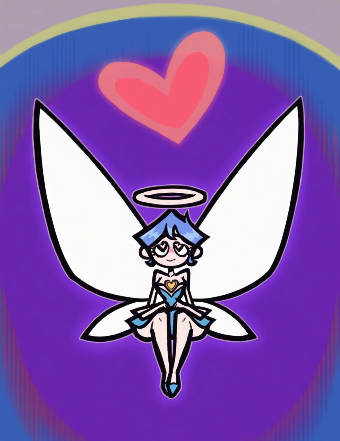 zPDXL, score_9, score_8_up, score_7_up, source_anime,
1girl, solo, heart eyes, (sitting on lap), angel wearing Ethereal white ensemble with a flowing top, layered tulle skirt, wearing a ethereal tiara crafted from moonlight, blue stockings, blue ballet flats, feathered (angel wings), (angel halo), wearing a celestial amulet glowing with inner radiance, Tinker Bell blue , fairy, long blue hair, fairy wings,fleurs
valbun, une femme avec des écouteurs assis par terre avec une manette de jeu vidéo dans une main, elle rit, heureuse, souriante. Elle est seule dans la pièce. valbun,cœur ,fleur