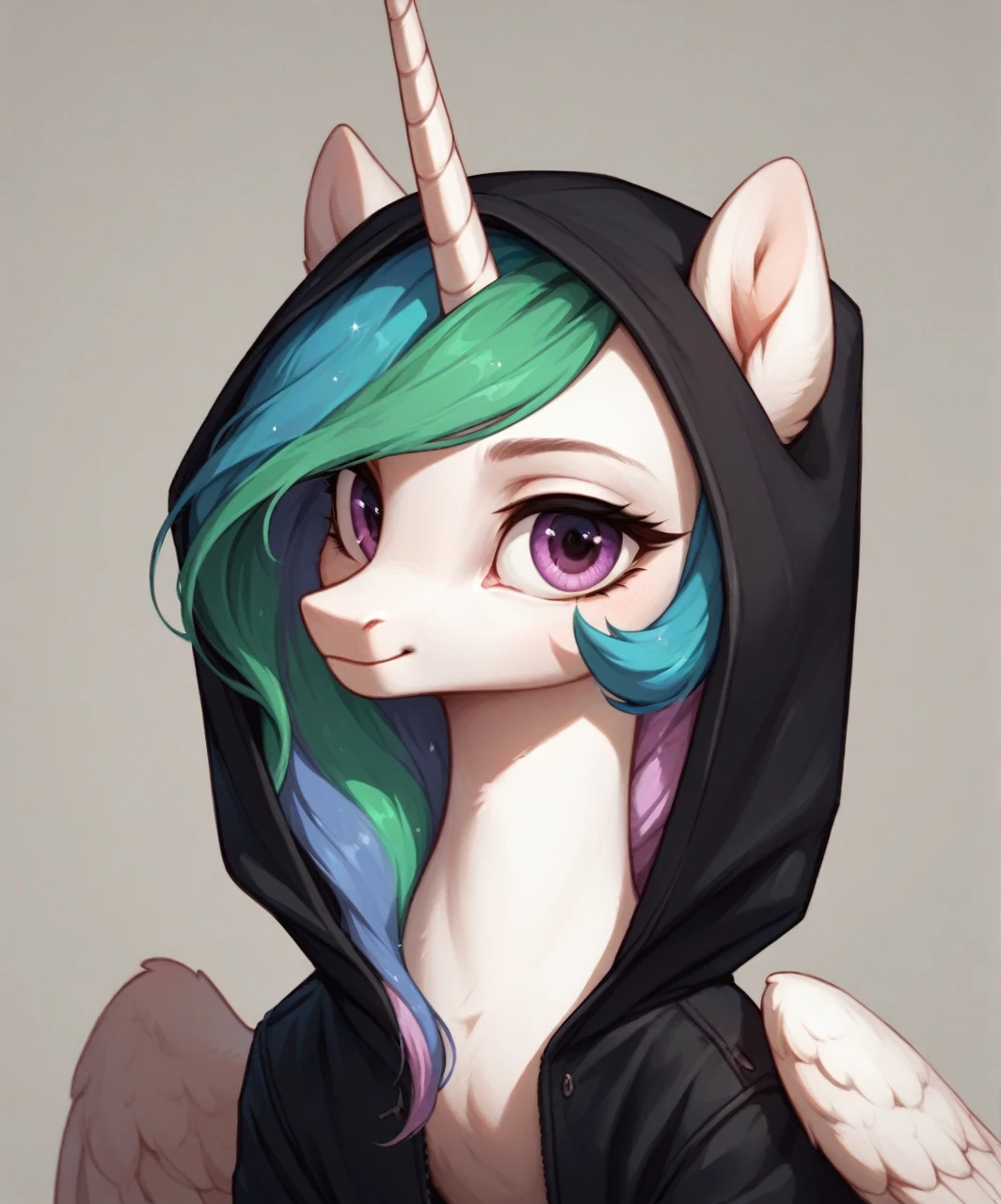 princess celestia, looking at you, cute, pony, black jacket