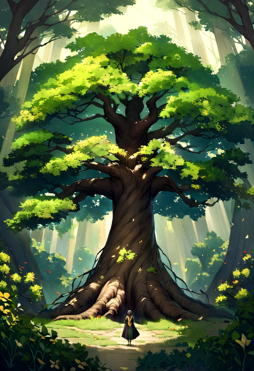 the tree:
تظهر the tree بكل رونقها وجمالها الطبيعي. It is distinguished by its huge trunk and branches rich with green leaves extending in multiple directions. تبدو the tree ككائن حي متحضر وحكيم، تجسد الوقوف الصامد والقوة الطبيعية. Its branches reveal many places for shadows and shade, which reflects its constant compassion for men and its concern for his comfort..