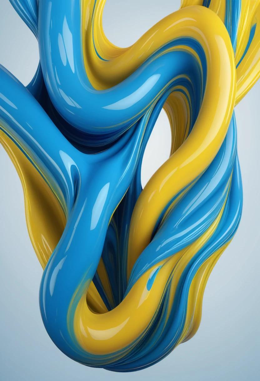 create background of two thick intertwined liquids of blue and yellow color