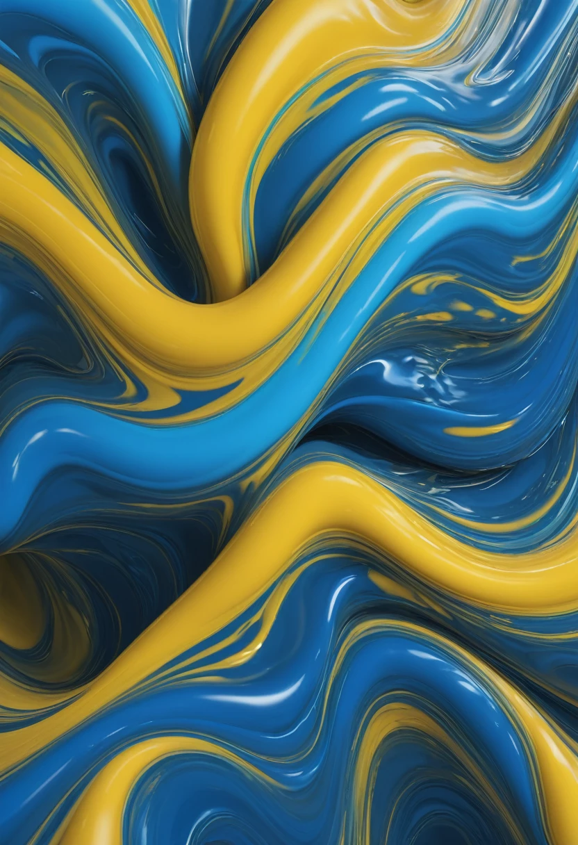 create background of two thick intertwined liquids of blue and yellow color