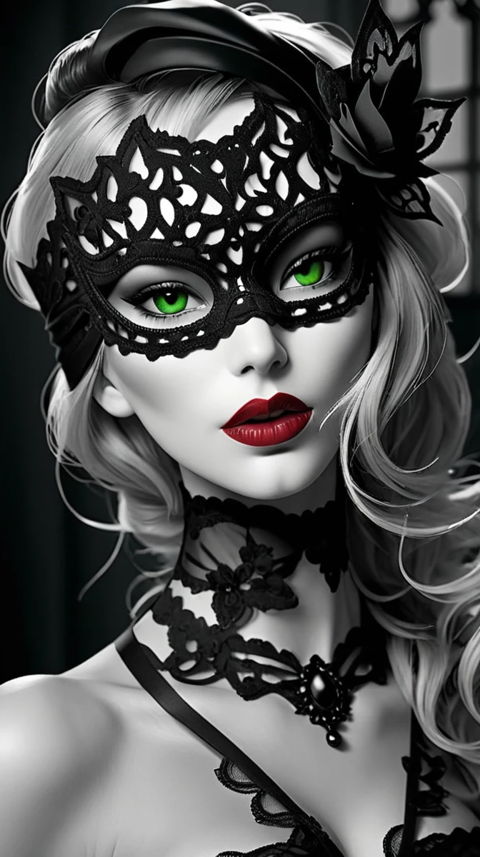 woman, носящая фтореалистичное цветная фотография в фиолетовое кружево wearing a mask на глазах, фантастическая blindfold, fabulous, difficult узор ,Beautiful face, wearing a mask, perfect face!! difficult, a mask, seductive green eyes and scarlet lips face, masquerade mask, difficult, tempting, black lace, difficult, blindfold, blindfold, Mysterious glamour, Beautiful, gothic face