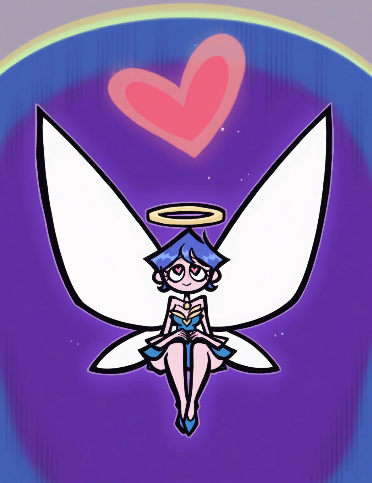 zPDXL, score_9, score_8_up, score_7_up, source_anime,
1girl, solo, heart eyes, (sitting on lap), angel wearing Ethereal white ensemble with a flowing top, layered tulle skirt, wearing a ethereal tiara crafted from moonlight, blue stockings, blue ballet flats, feathered (angel wings), (angel halo), wearing a celestial amulet glowing with inner radiance, Tinker Bell blue , fairy, long blue hair, fairy wings,fleurs
valbun, une femme avec des écouteurs assis par terre avec une manette de jeu vidéo dans une main, elle rit, heureuse, souriante. Elle est seule dans la pièce. valbun,cœur ,fleur