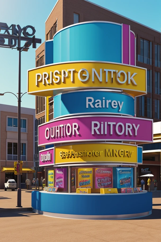 A 3D rendered photograph of a sign advertising a variety of custom products " Personalized Details"
The overall atmosphere of the image is bright and cheerful, with products arranged in a striking way. The background features a gradient that complements the colors of the custom products, creating a visually appealing scene.