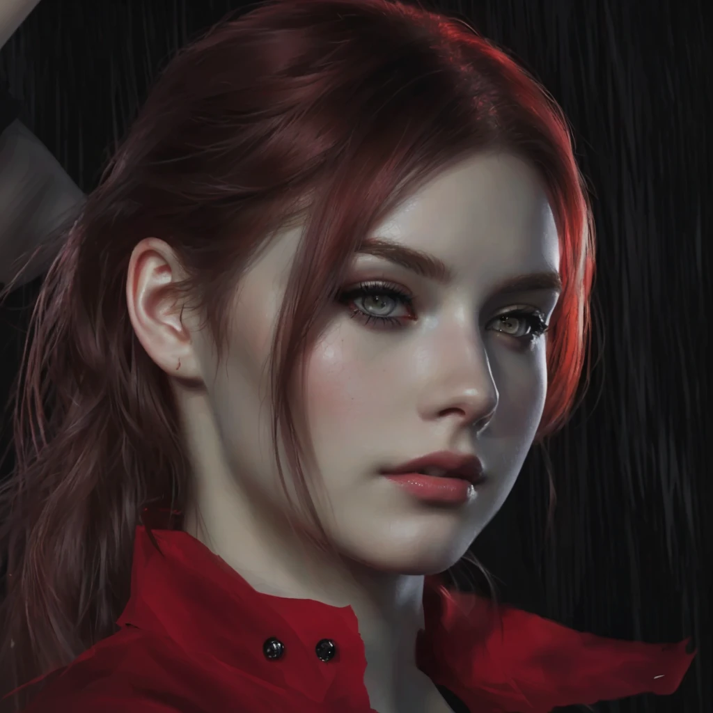 woman with medium-hair ,Auburn-red-hair, pale,soft body,eyeliner,portrait, beautiful woman, beautiful female ,beautiful ,eyeliner , elegant, digital painting, smooth, dramatic lighting, ultra realistic, 8k, art , blur backgrond, black background ,black background,black wallpaper