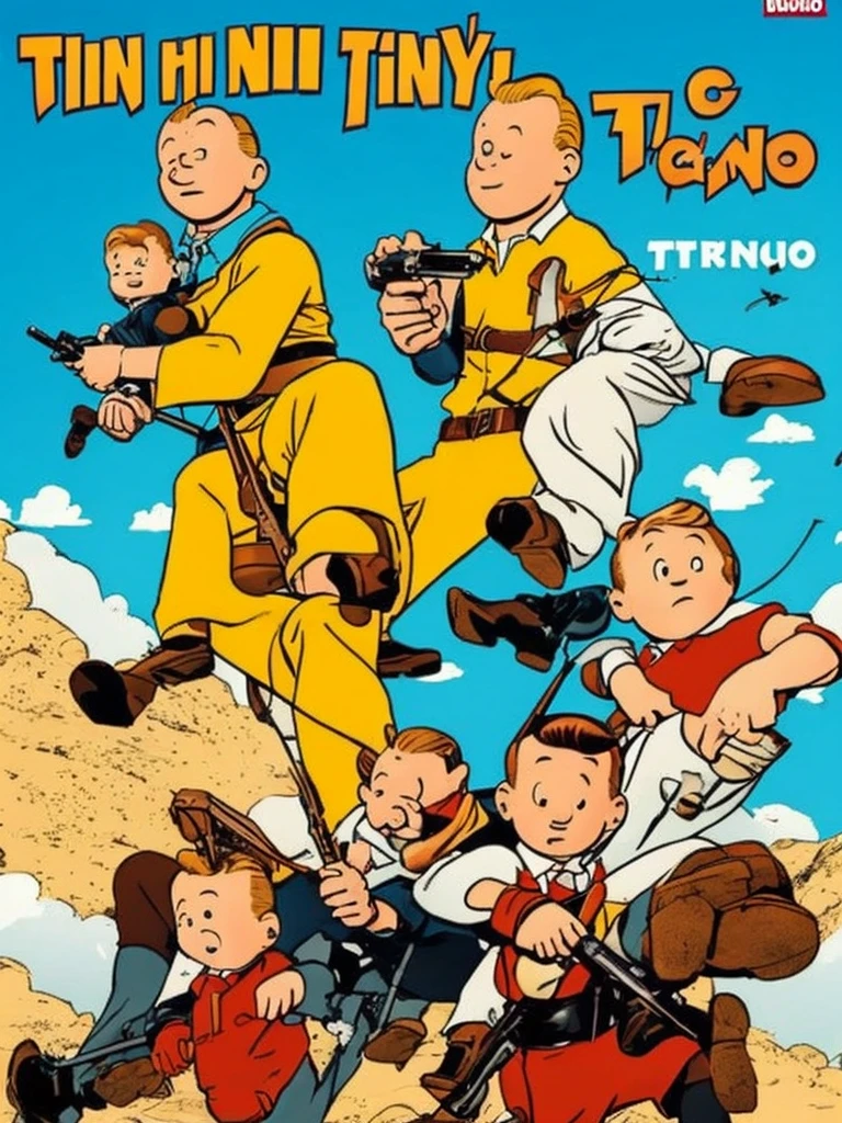 Tintin is from Hergé's comics, but this is a poster for Tarantino's new film in muted, cinematic colors.