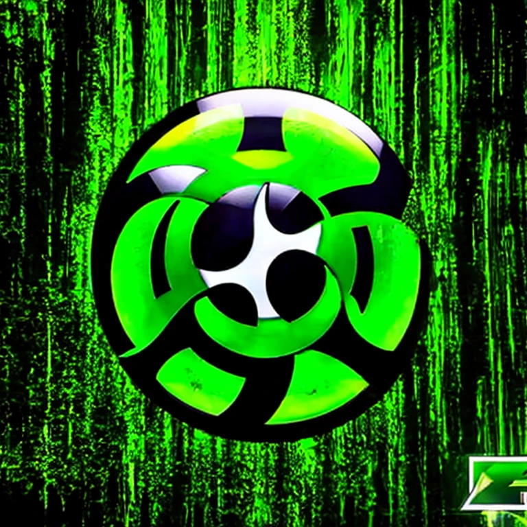 (masterpiece, Best quality:1.2), logo green symbol, single biohazard, 2012 unrealistic, аэро-флэт