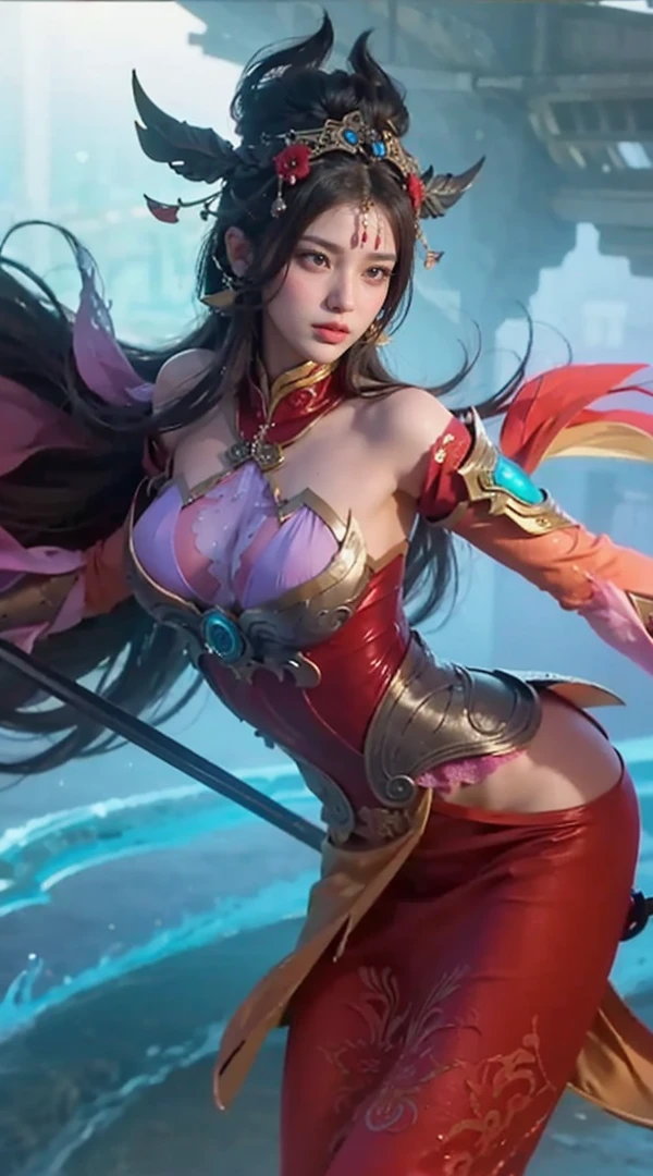 a close up of a girl or woman (K-Pop idol), detailed hair , big booobs , shadowbringers cinematic, 4 k detail fantasy, a beautiful fantasy empress, game cg, xianxia fantasy, xianxia hero, 2. 5 d cgi anime fantasy artwork, cinematic goddess close shot, ruan jia and artgerm, wow 4 k detail fantasy, hyper-detailed fantasy character, high definition, hyper- detailed,perfect, fantastic, detailed facial and body skin texture, detail vagina (pussy), detail eyes, detailed everything.