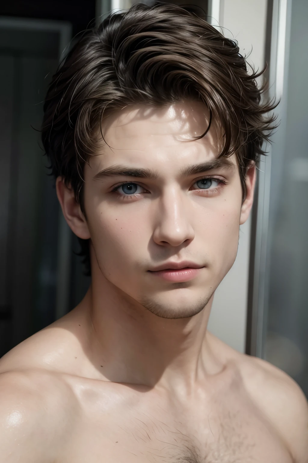 caucasian sexy man short hair handsome face