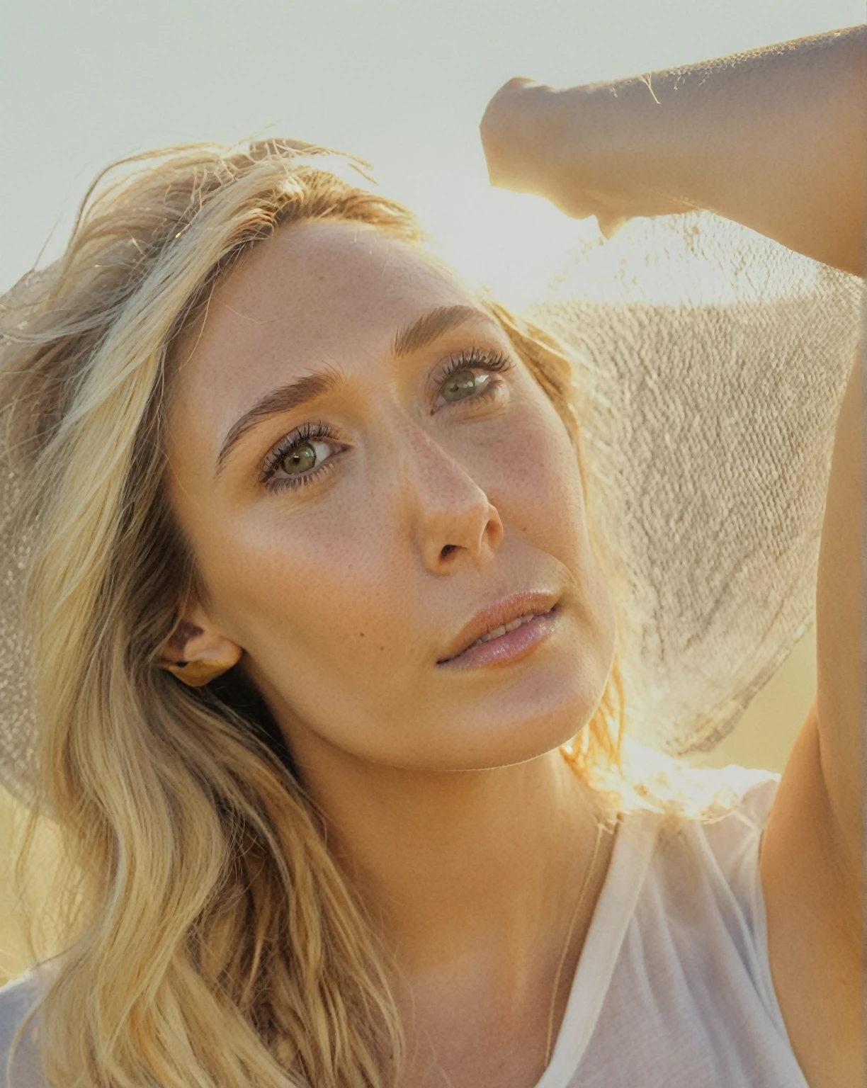  high quality  celebrity  Erotic  photo , 40yo woman ( Elizabeth Olsen , grass land  side , photorealistic , celebrity , random click, woman , incredibly whitsh bright blonde hair, freckles on skin,)  shiny sweaty skin , sexualized move, erotic angles,  flat breast , celebrity erotic photograph , shiny sweaty skin,  celebrity, female,  woman, hollywood actress ,  ( natural photorealistic lights, depth of field, detailed face , insanely detailed skin texture, hyper detailed features )