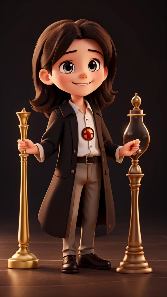 create a logo 10 year old Jesus smiling with an hourglass, black background, period clothes
