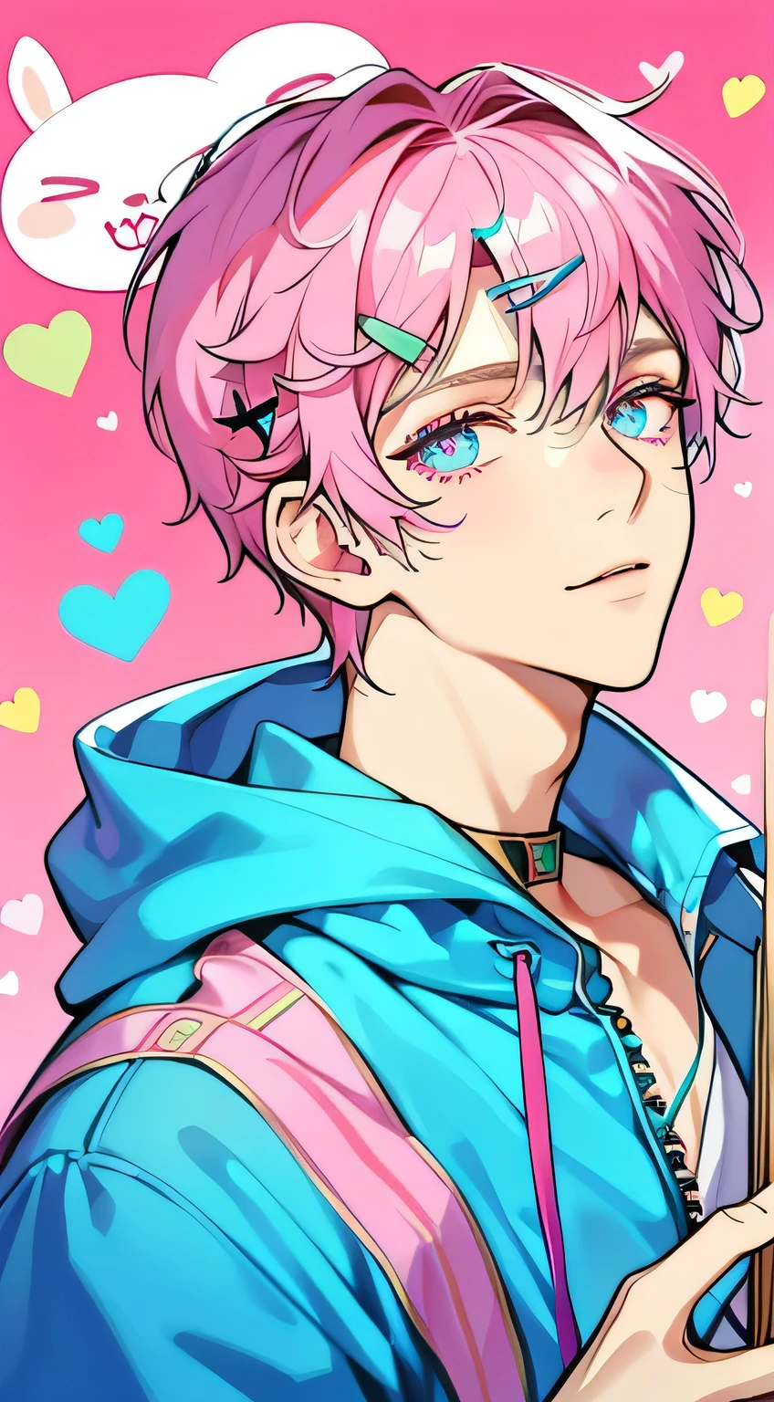 portraits,{cardiac effects},{bright color},pink background, several monochrome colors,wind,Looking at the viewer,cute,{{Pink hospital room}}, {bandages},{pop syringe},short hair,bright color,Beautiful, подробные eyes, eyes, gem-like, разноцветные eyes, сверкающие eyes,{{{youth}}},cute парень,{{{boy}}},{top quality},{{Colorful mass pills}},{{{colorful capsule tablets for mass}}},Mo sleeves,hoodie,hairpin,Rabbit,pink effect,purple cross,pink heart,stuffed cat,pink hair,top quality,computer graphics,A high resolution,illustration,Beautiful подробные eyes,Looking at the viewer,finely drawn, {art book}, {{bright color}},Long eyelashes, Lots of eyelashes,{{face close up}},leaning to the side,{{{male}}},mysterious,night,{Young people},{{adult men}},{{{eyes санпаку}}}, {{{презрительные eyes}}},{{{Он Beautiful}}}, {{Beautiful young man}},{{{{cute парень}}}}, Colorful, Beautiful, подробные eyes, eyes, gem-like,разноцветные eyes, сверкающие eyes,{{{{{boy}}}}},wind,{1boy},{1 person}
