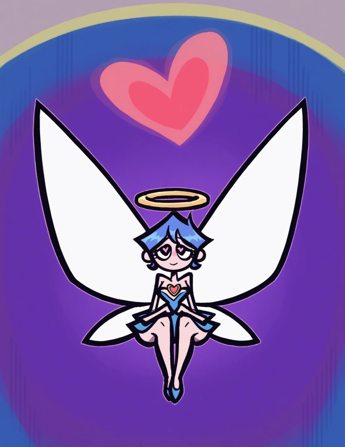 zPDXL, score_9, score_8_up, score_7_up, source_anime,
1girl, solo, heart eyes, (sitting on lap), angel wearing Ethereal white ensemble with a flowing top, layered tulle skirt, wearing a ethereal tiara crafted from moonlight, blue stockings, blue ballet flats, feathered (angel wings), (angel halo), wearing a celestial amulet glowing with inner radiance, Tinker Bell blue , fairy, long blue hair, fairy wings,fleurs
valbun, une femme avec des écouteurs assis par terre avec une manette de jeu vidéo dans une main, elle rit, heureuse, souriante. Elle est seule dans la pièce. valbun,cœur ,fleur