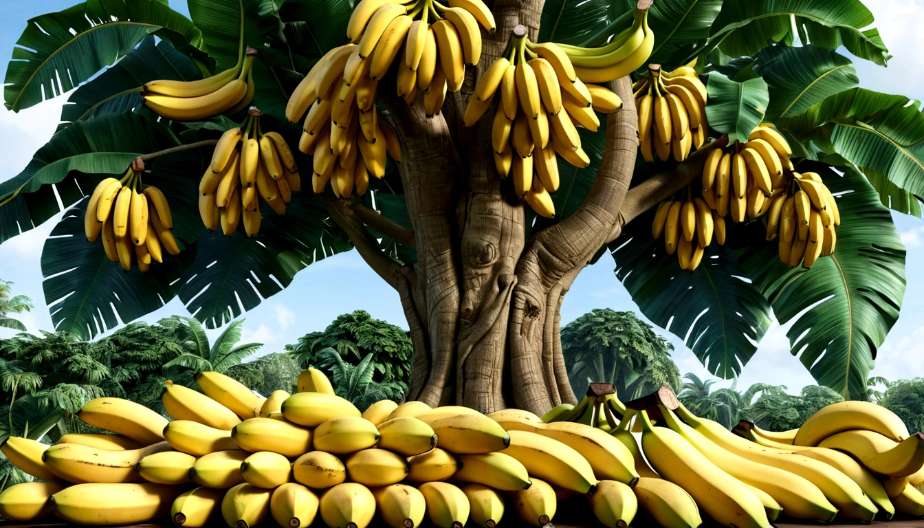 tree and Banana foods real natural realistic