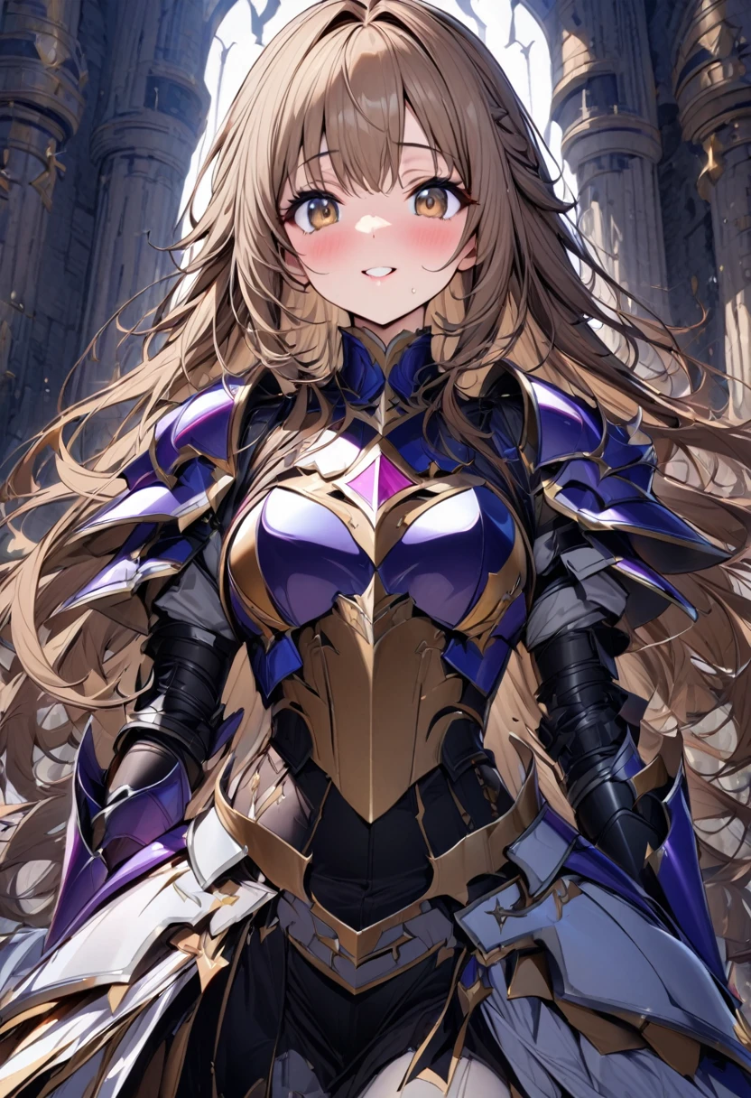 (princess_knight_armor,himecut),in_castle,beautiful_light_brown_hair,beautiful_light_brown_eyes,1_beautiful_girl,cute_face,beautiful,perfect_quality,perfect_anatomy,masterpiece,