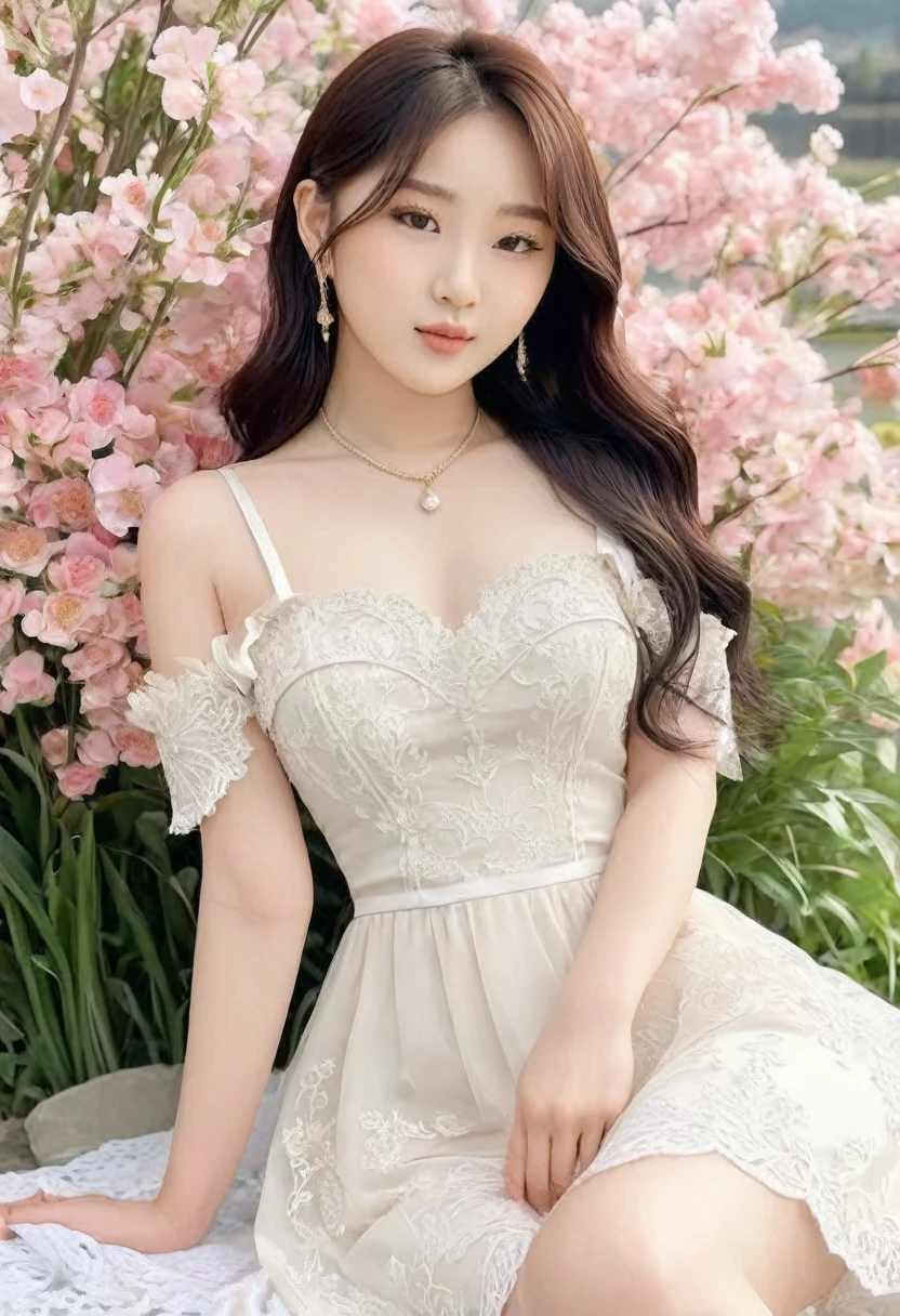 ((high quality:1.2)), work of art, (8k), extremely detailed, ((High detail:1.2)), ((best resolution:1.4)), Solo, ((Go Youn-jung)), ((Korean Ulzzang female with 24 years old)), (dress),