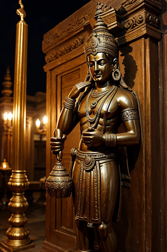 A hindu god have his hand on a girl
