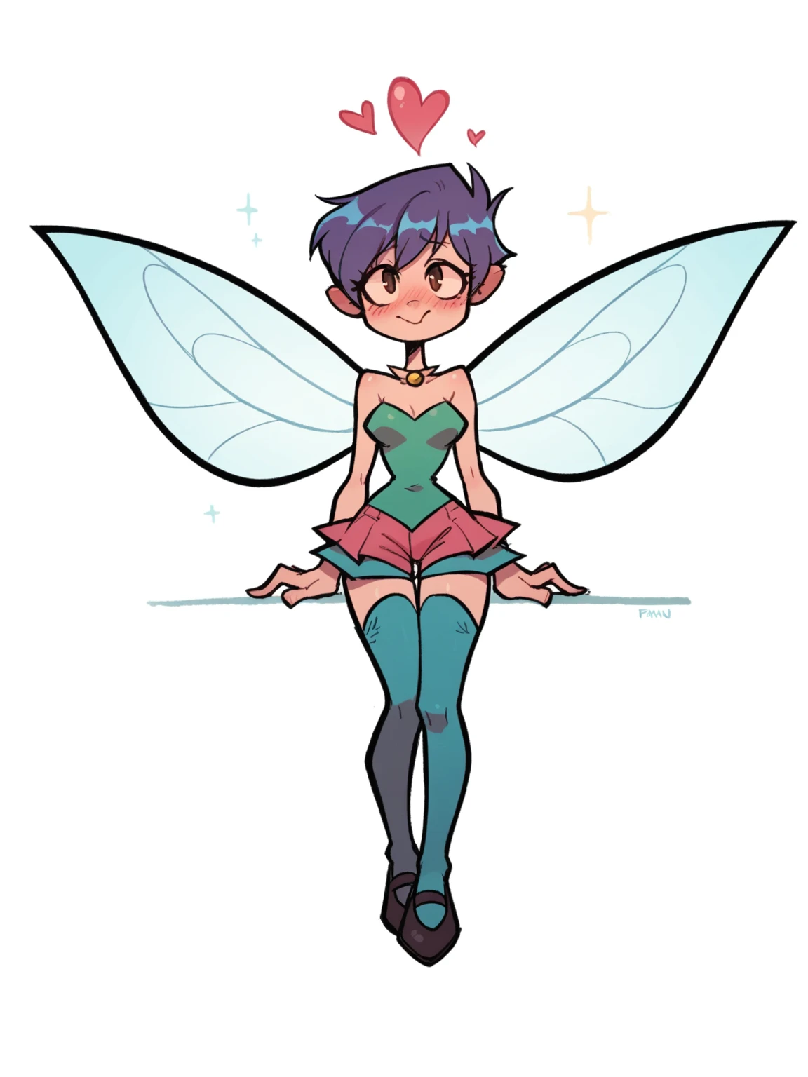 Tinker Bell blue,blue hair ,heart
