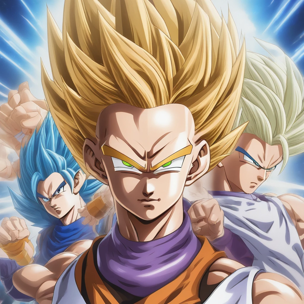 score_9, score_8_up, score_7_up, BREAKa beautiful detailed portrait of 2 girls and 1 boy from the Dragon Ball Super universe, (1girl),(1girl),(1boy), (Kelefa, Vados), Dragon Ball Super, (Akira Toriyama, Toyotaro and Haruhi Suzumiya style), long two-tone hair, Freeza Force scouter, golden_brown eyes, (Ancient Sayians gear), spiked and wild hair, extremely detailed and beautiful eyes, hands in a fighting posture charging up S_cells, close-up shot, (masterpiece:1.2, best quality, ultra-detailed_CG, 32k, uhd, hdr, blender renders), 