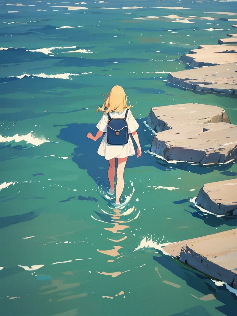 Walking on calm waters, Composition looking down from directly above