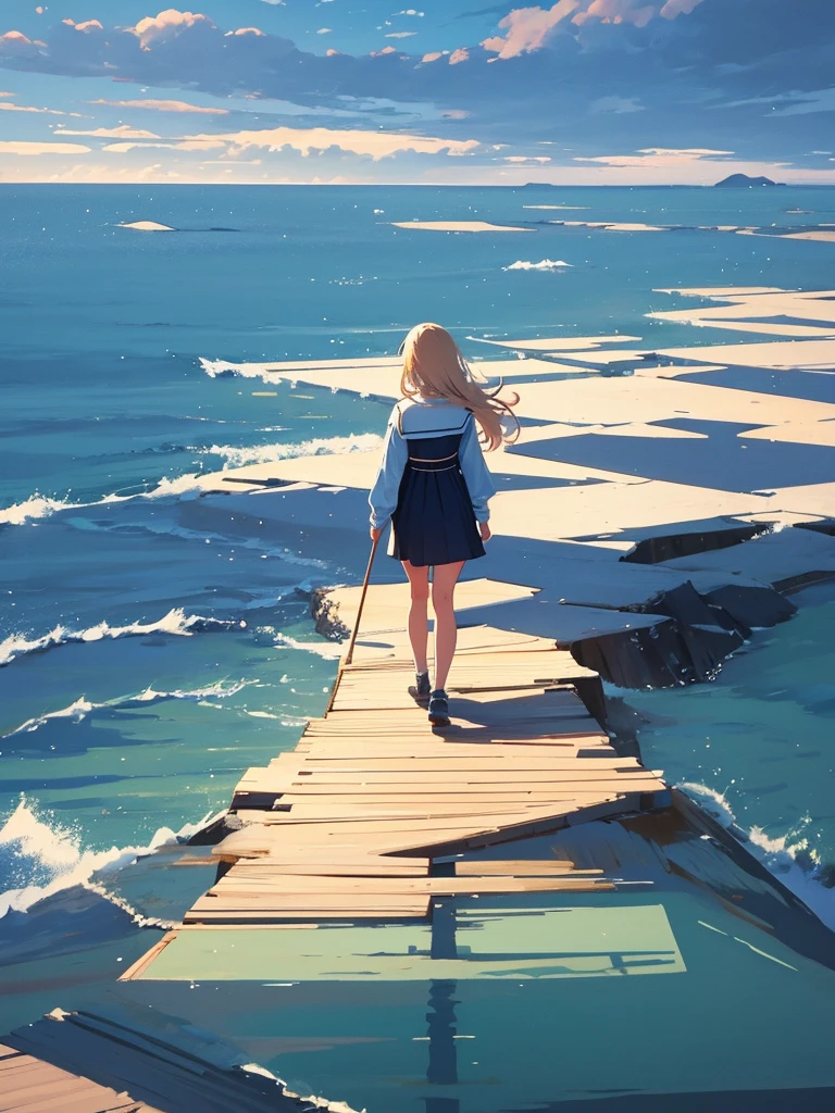 Walking on calm waters, Composition looking down from directly above