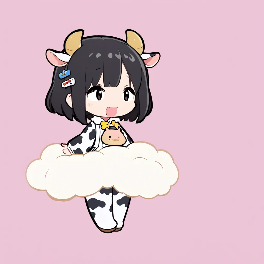 "cute, Cow motif、Her outfit is fluffy and soft., Comes with hair clips and other accessories. Cow print clothing、J Cup、Cow horns grow、