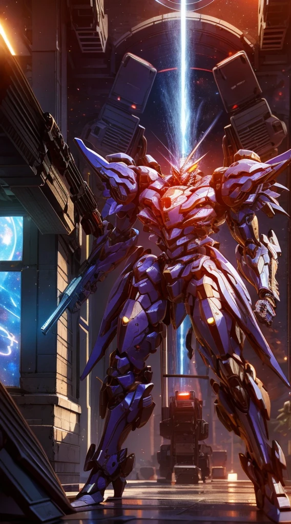 (Obra de arte, melhor qualidade:1.5).Mech branco e azul com detalhes dourados, médio, segurando uma sniper azul grande. Extremely detaild, 8K, HDR, naturallight, cinematic lighting, masterpiece-anatomy-perfect, Ultra HD, (Space Combat:1.5, Battlefield:1.5), RAW photo, metallic, professional, ultra-fine painting, perfect body proportions, anatomically correct, uhd, real texture material, Anti-Aliasing, FKAA, TXAA, SSAO, Post Processing, Post Production, Tone Mapping, CGI, VFX, SFX, Hyper maximalist, Volumetric, ultra photorealultra-detailed intricate details.