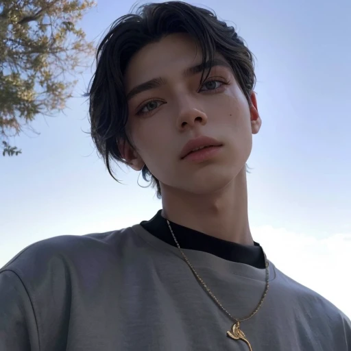 Eric the boyz is standing on the street with a cell phone, delicate androgynous prince, androgynous face, androgynous person, beautiful andrógino prince, androgynous male